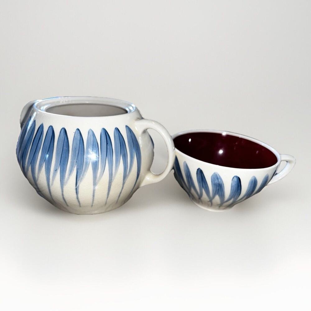 MCM Susie Cooper Tulip In Pompadour Burslem England Teapot No Lid One Coffee Cup